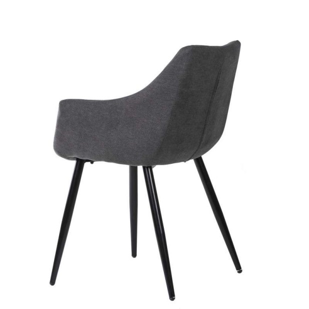 Silla con Brazos KØGER, Tapiz Gris Oscuro / Metal Negro. Vackart