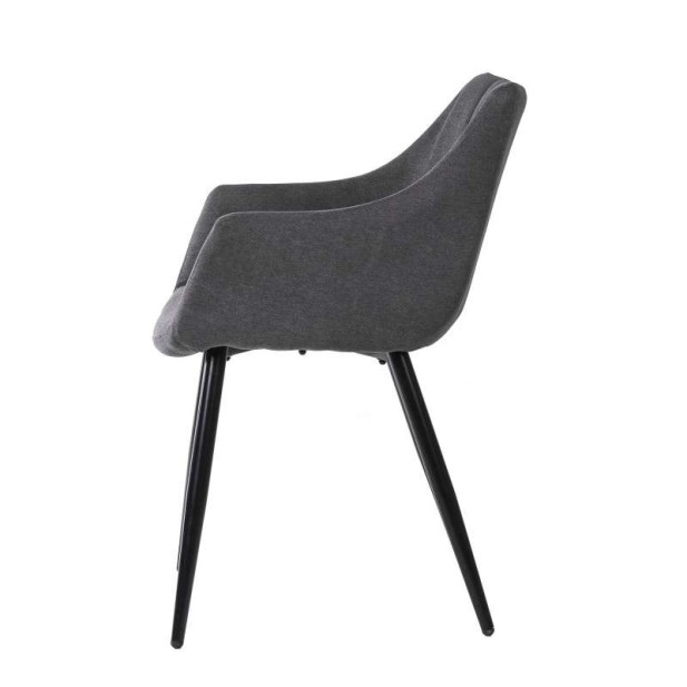 Silla con Brazos KØGER, Tapiz Gris Oscuro / Metal Negro. Vackart