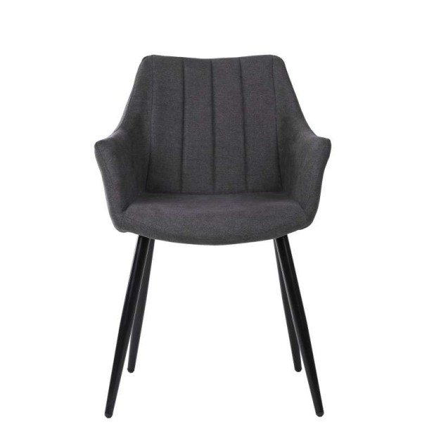 Silla con Brazos KØGER, Tapiz Gris Oscuro / Metal Negro. Vackart