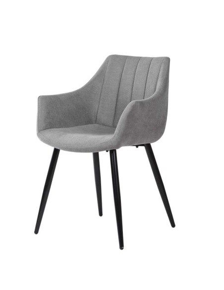 Silla con Brazos KØGER, Tapiz Gris Claro / Metal Negro. Vackart