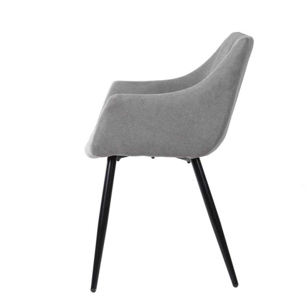 Silla con Brazos KØGER, Tapiz Gris Claro / Metal Negro. Vackart Silla con Brazos KØGER, Tapiz Gris Claro / Metal Negro. Vackart