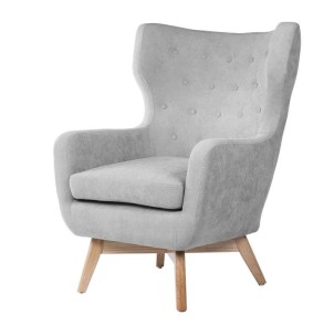 Sillón ODDERK, Tapizado Gris Claro / Madera Natural - Vackart. Exclusivos y modernos sillones de diseño nórdico en Vackart, tu tienda de diseño online.