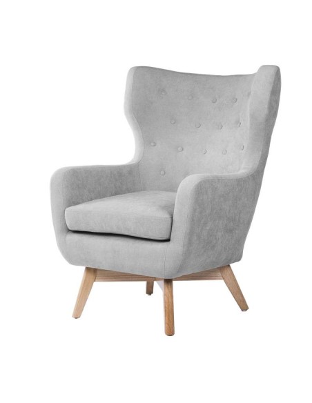 Sillón ODDERK, Tapizado Gris Claro / Madera Natural. Vackart
