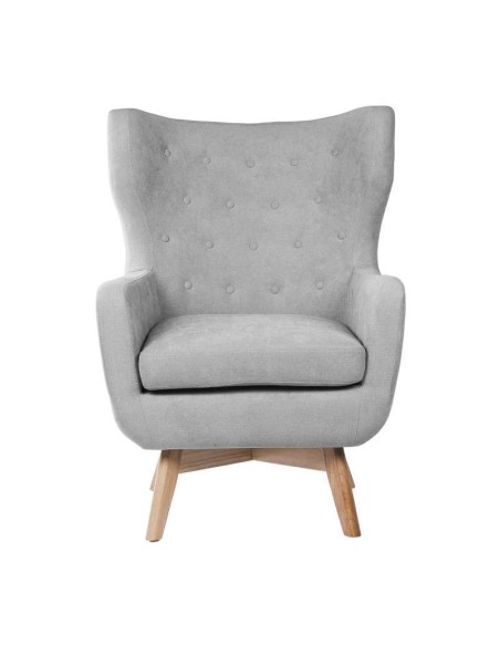 Sillón ODDERK, Tapizado Gris Claro / Madera Natural. Vackart