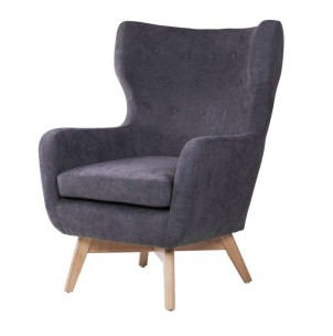 Sillón ODDERK, Tapizado Gris Oscuro / Madera Natural - Vackart. Exclusivos y modernos sillones de diseño nórdico en Vackart, tu tienda de diseño online.