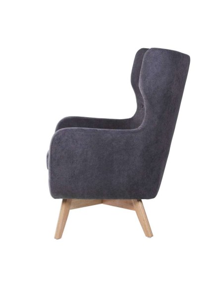 Sillón ODDERK, Tapizado Gris Oscuro / Madera Natural. Vackart