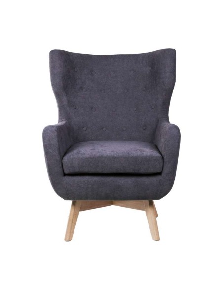 Sillón ODDERK, Tapizado Gris Oscuro / Madera Natural. Vackart