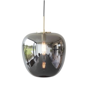 Lámpara de Techo GRÅFTAE Ø40 cm, Vidrio Gris / Latón - Hübsch. Las exclusivas lámparas de diseño nórdico de Hübsch en Vackart, tu tienda de diseño online.