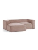 Sofá Blok 2 plazas chaise longue izquierdo pana rosa  - Kave Home