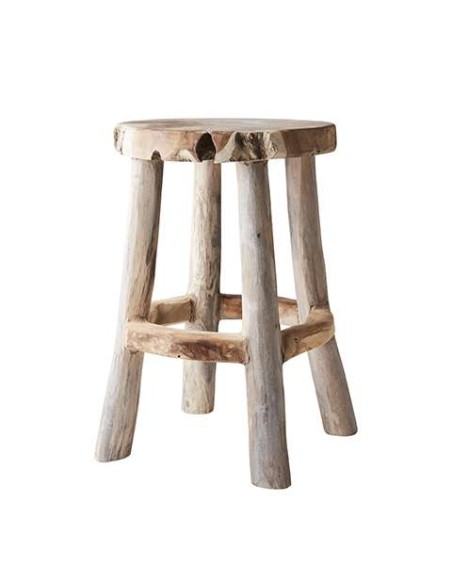 Taburete Bajo PALLE Ø38 cm, Teca Natural - Affari. Vackart