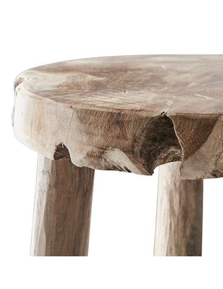 Taburete Bajo PALLE Ø38 cm, Teca Natural - Affari. Vackart