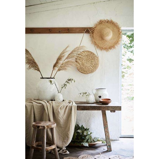 Taburete Bajo PALLE Ø38 cm, Teca Natural - Affari. Vackart