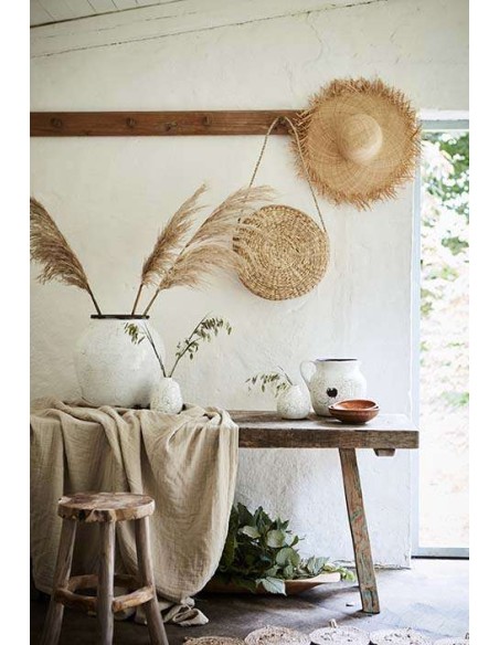 Taburete Bajo PALLE Ø38 cm, Teca Natural - Affari. Vackart