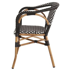 Silla con Brazos IMPERIO, Ratán Negro / Metal Natural. Vackart 2