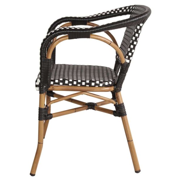 Silla con Brazos IMPERIO, Ratán Negro / Metal Natural. Vackart