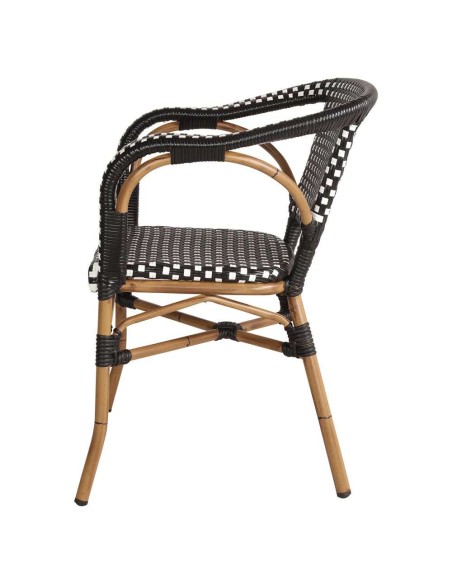 Silla con Brazos IMPERIO, Ratán Negro / Metal Natural. Vackart