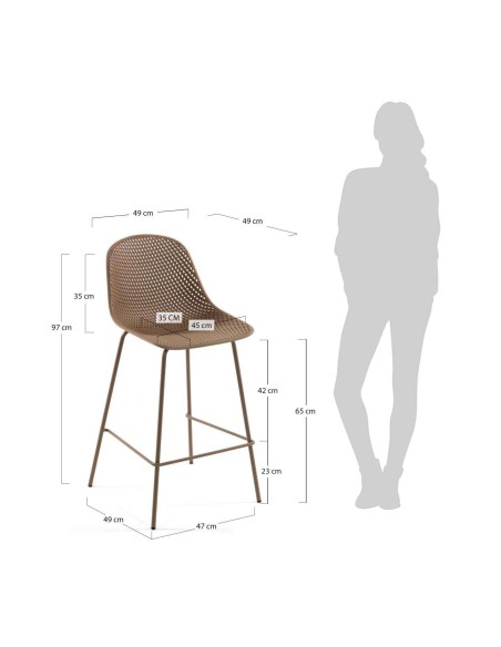 Taburete Quinby beige altura 65 cm - Kave Home