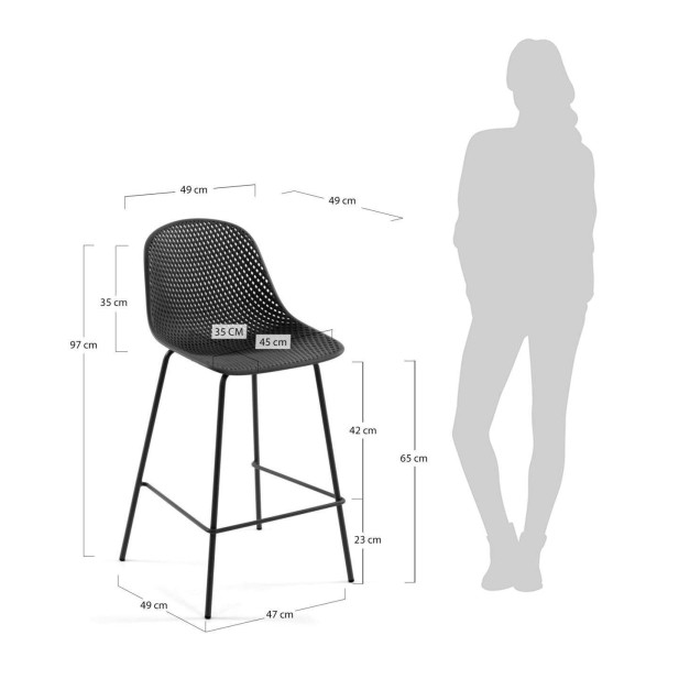 Taburete Quinby gris altura 65 cm - Kave Home