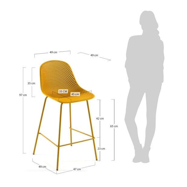 Taburete Quinby amarillo altura 65 cm - Kave Home
