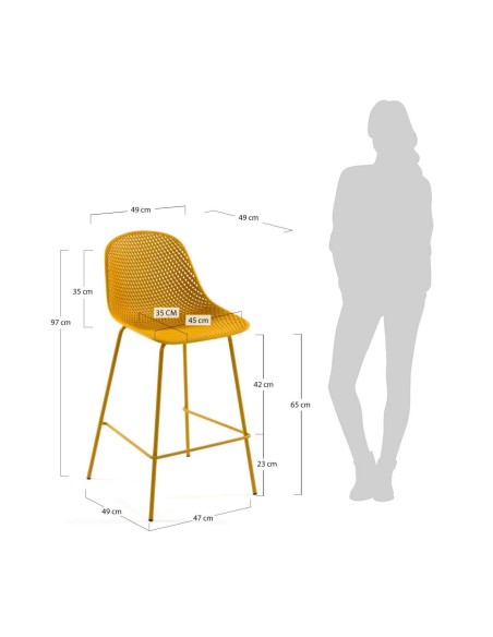 Taburete Quinby amarillo altura 65 cm - Kave Home