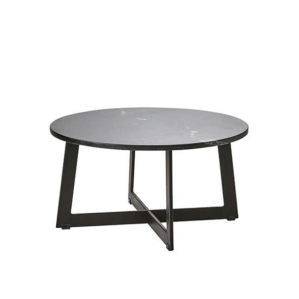 Mesa de Centro MILAN Ø70x35 cm, Mármol / Hierro Negro - Affari. Vackart