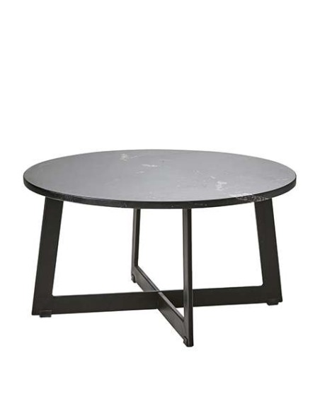 Mesa de Centro MILAN Ø70x35 cm, Mármol / Hierro Negro - Affari. Vackart