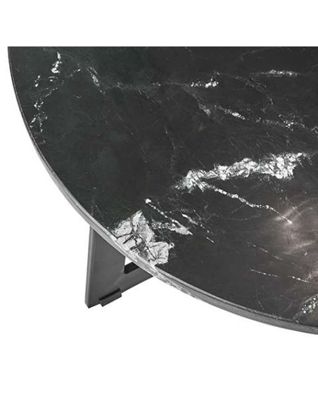 Mesa de Centro MILAN Ø70x35 cm, Mármol / Hierro Negro - Affari. Vackart