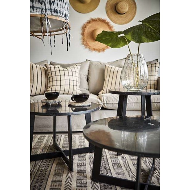 Mesa de Centro MILAN Ø70x35 cm, Mármol / Hierro Negro - Affari. Vackart Mesa de Centro MILAN Ø70x35 cm, Mármol / Hierro Negro - Affari. Vackart
