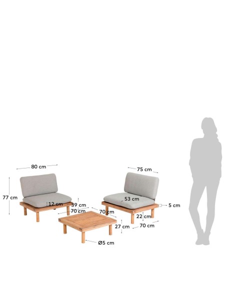 Set Viridis de 2 sillones y 1 mesa - Kave Home