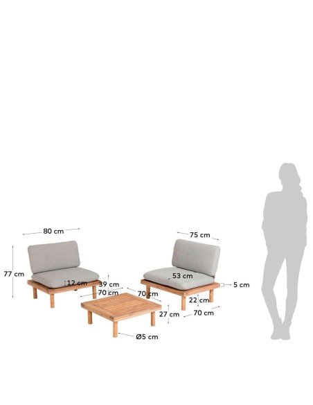 Set Viridis de 2 sillones y 1 mesa  - Kave Home