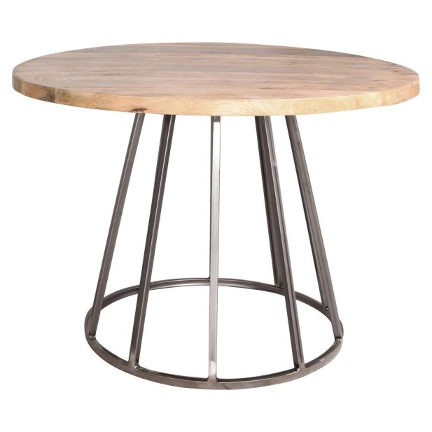 Mesa TÍVOLI BARNIZ Ø110 cm de Comedor, Madera Natural / Metal. Vackart