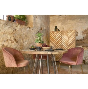 Mesa TÍVOLI BARNIZ Ø110 cm de Comedor, Madera Natural / Metal. Vackart 2