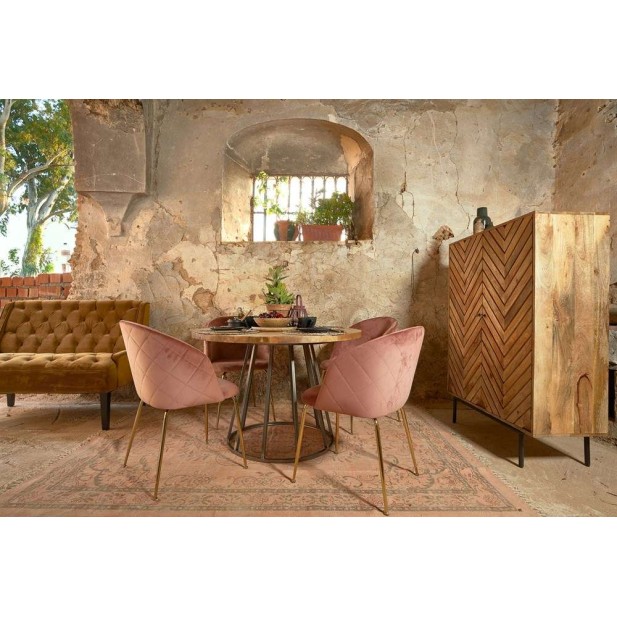 Mesa TÍVOLI BARNIZ Ø110 cm de Comedor, Madera Natural / Metal. Vackart