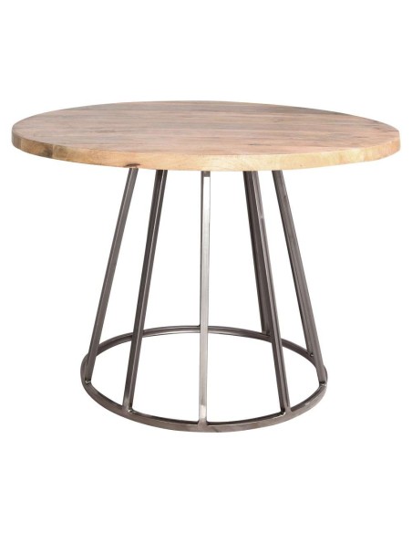 Mesa TÍVOLI BARNIZ Ø130 cm de Comedor, Madera Natural / Metal. Vackart