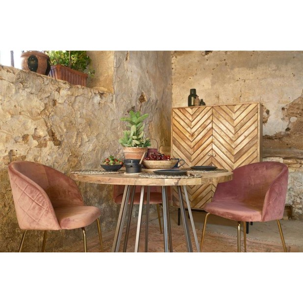 Mesa TÍVOLI BARNIZ Ø130 cm de Comedor, Madera Natural / Metal. Vackart