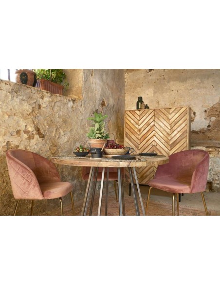 Mesa TÍVOLI BARNIZ Ø130 cm de Comedor, Madera Natural / Metal. Vackart