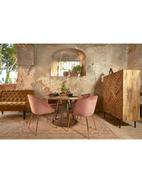 Mesa TÍVOLI BARNIZ Ø130 cm de Comedor, Madera Natural / Metal. Vackart