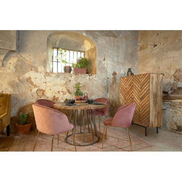 Mesa TÍVOLI BARNIZ Ø130 cm de Comedor, Madera Natural / Metal. Vackart