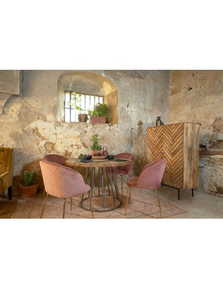 Mesa TÍVOLI BARNIZ Ø130 cm de Comedor, Madera Natural / Metal. Vackart