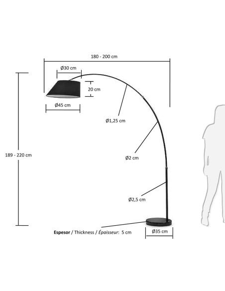 Lámpara de pie May negro - Kave Home
