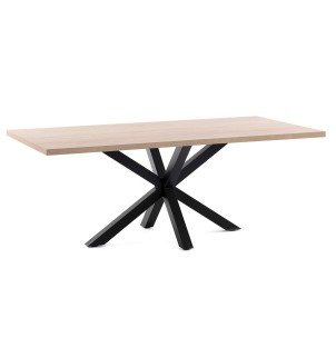 Mesa Argo 160 cm melamina natural patas negro - Kave Home, Vackart