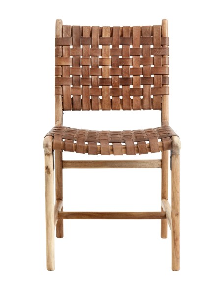 Silla de Comedor AYA, Madera / Cuero Natural - Nordal. Vackart