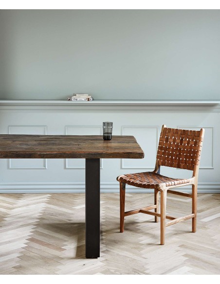 Silla de Comedor AYA, Madera / Cuero Natural - Nordal. Vackart