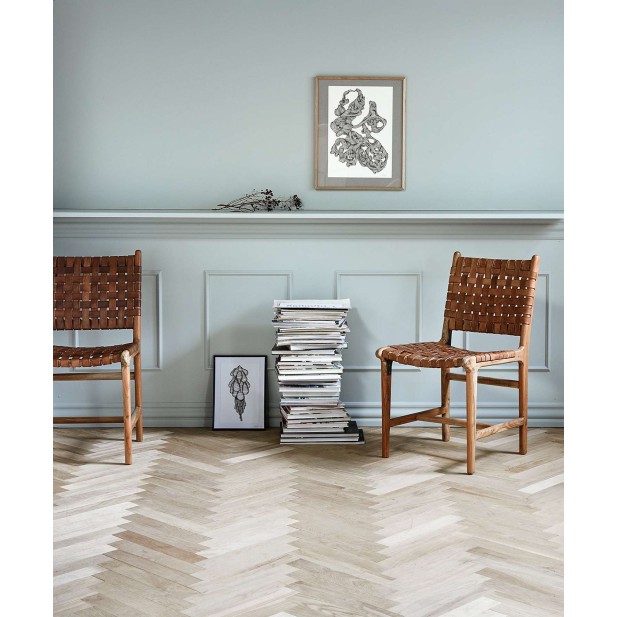 Silla de Comedor AYA, Madera / Cuero Natural - Nordal. Vackart