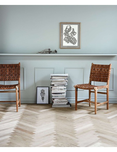 Silla de Comedor AYA, Madera / Cuero Natural - Nordal. Vackart