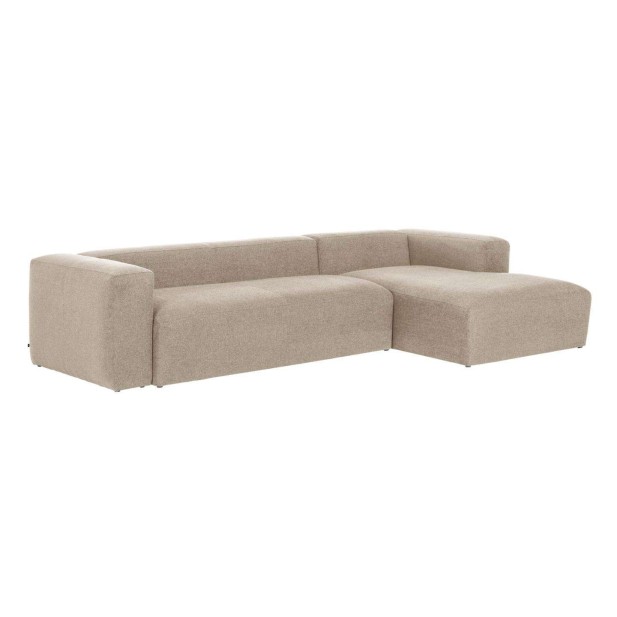 Sofá Blok 3 plazas chaise longue derecho beige 330 cm - Kave Home