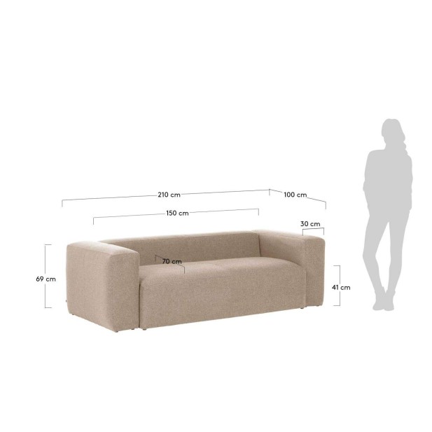 Sofá Blok 2 plazas beige 210 cm - Kave Home