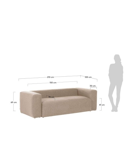 Sofá Blok 2 plazas beige 210 cm - Kave Home