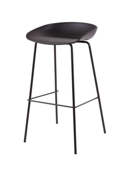 Taburete Alto MYTE 72 cm, Metal / Plástico Negro. Vackart