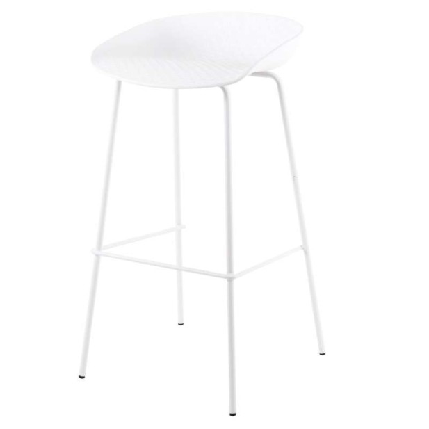 Taburete Alto SAGIN 62 cm, Metal / Plástico Blanco. Vackart